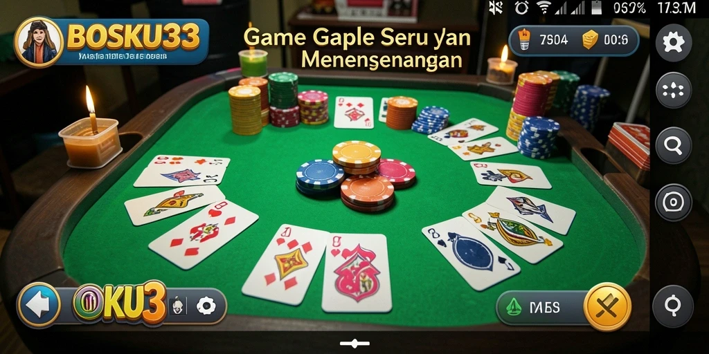 Tampilan gameplay seru BOSKU33 yang menampilkan permainan Gaple.
