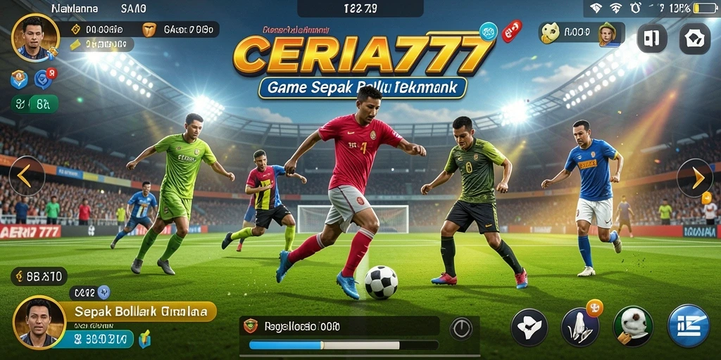 Screenshot CERIA777 menampilkan aksi seru pertandingan sepak bola.