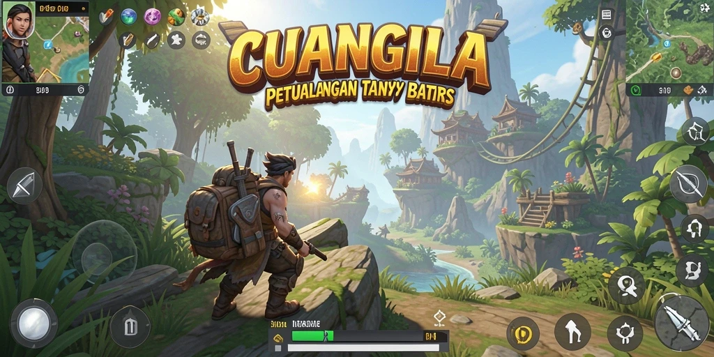 Screenshot gameplay CUANGILA, menunjukkan petualangan di dunia terbuka.