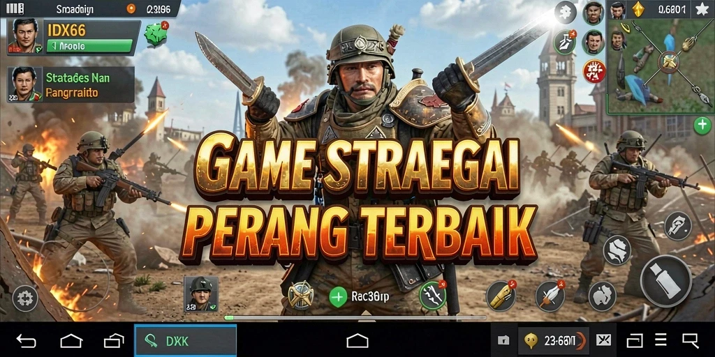 Screenshot utama IDX66 menampilkan aksi pertempuran yang intens dan strategi game SLG.