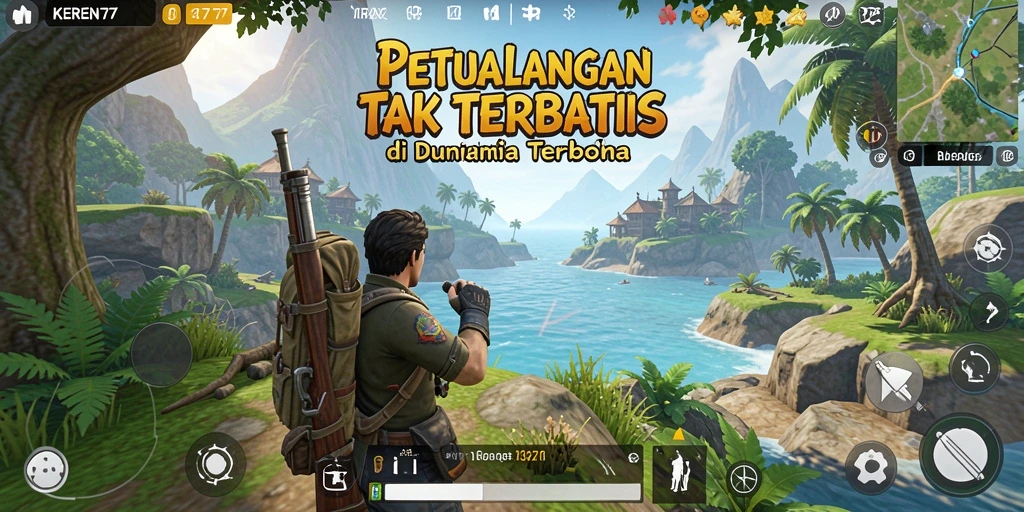 Screenshot KEREN77 menampilkan petualangan seru di dunia terbuka.
