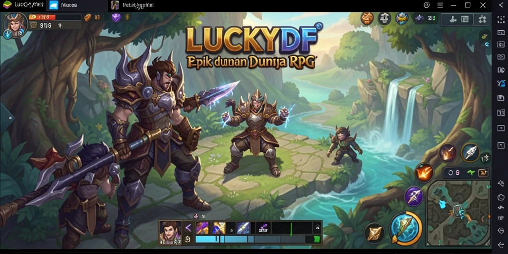 Tampilan gameplay LUCKYDF dengan karakter dan pertarungan menarik.
