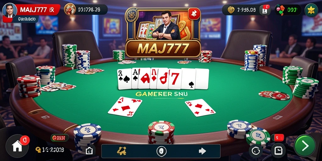Tampilan gameplay poker seru di MAJ777 dengan pemain aktif.