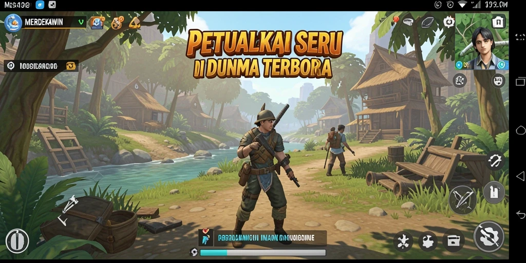 Tampilan gameplay epik di dunia terbuka MERDEKAWIN.