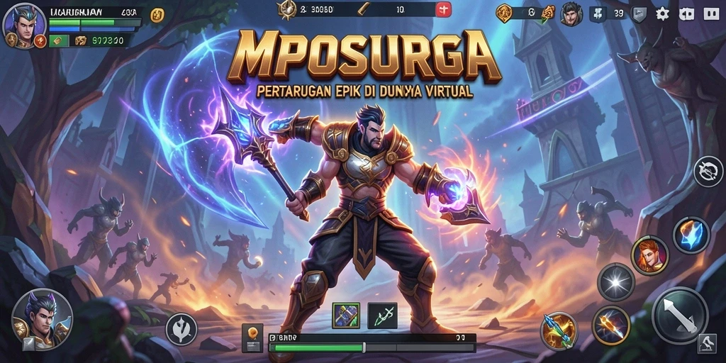 Tampilan gameplay MPOSURGA dengan pertarungan yang seru dan aksi cepat.