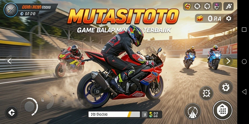 Screenshot gameplay MUTASITOTO menunjukkan aksi balap yang mendebarkan.