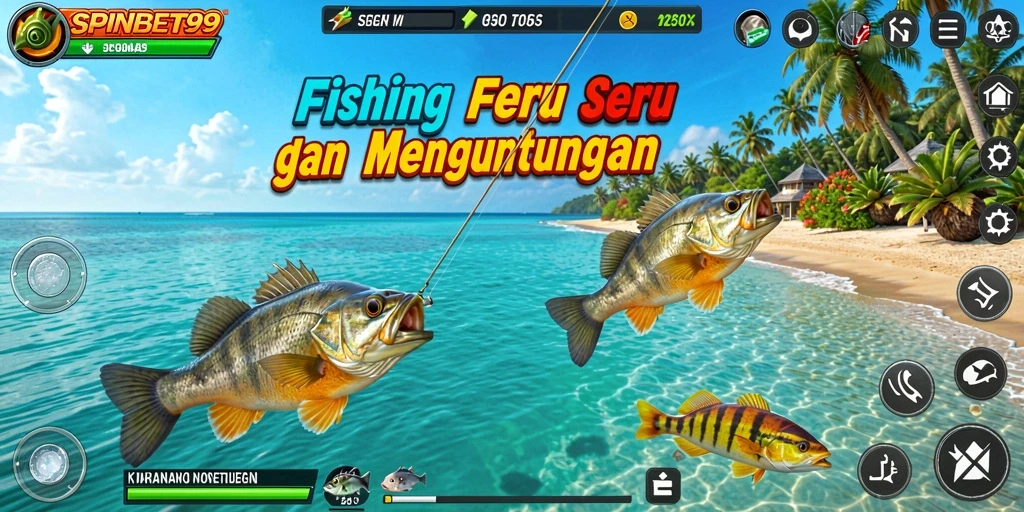 Tampilan gameplay SPINBET99 dengan aksi memancing yang seru.
