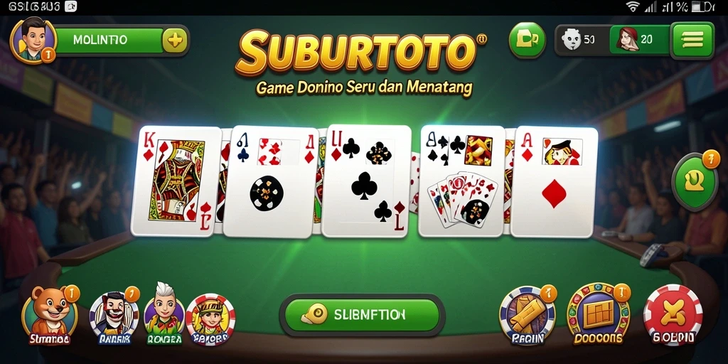 Screenshot gameplay SUBURTOTO menampilkan suasana seru permainan Domino.
