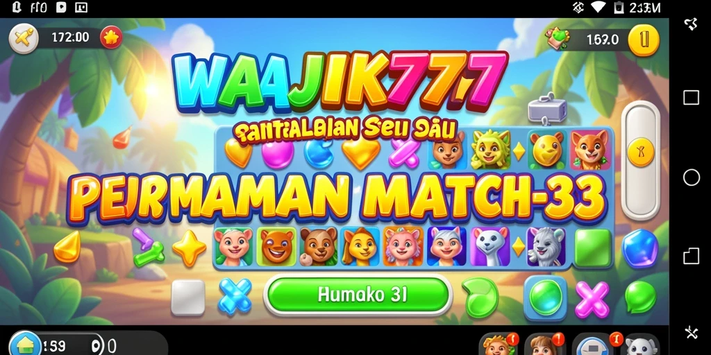 Screenshot gameplay WAJIK777 menampilkan aksi seru dan mencocokkan permata.