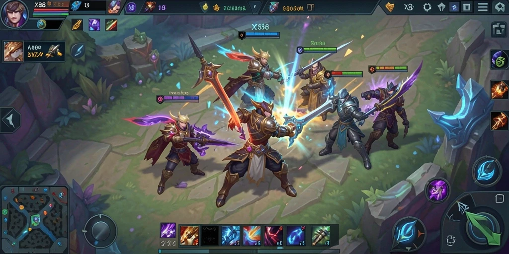 Screenshot menampilkan pertarungan seru dalam permainan MOBA X88.